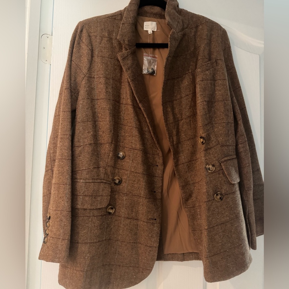 Classic Brown Checkered Women's Blazer